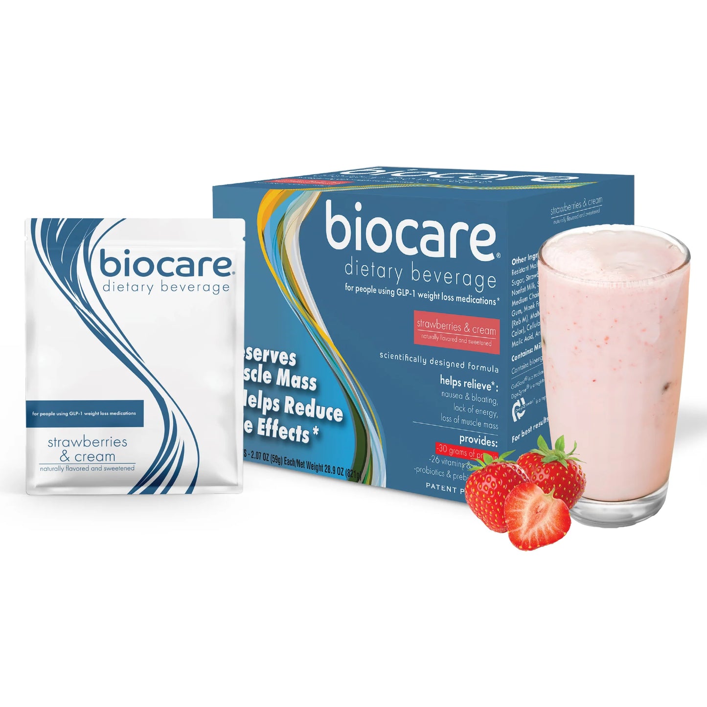 Biocare 30G Protein Strawberries & Cream Dietary Beverage (14-Count)